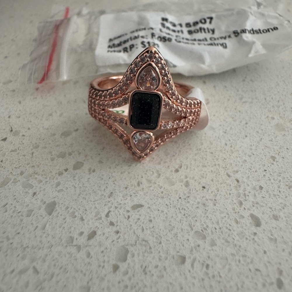 Bomb Party Elegant Black and Rose Gold Ring